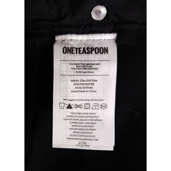 One Teaspoon High Waist FreeBird Skinny Jeans 29R Black Punk Distressed Nwt - Picture 14 of 16